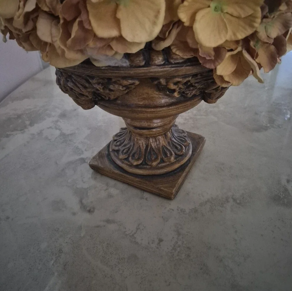 **HP**Neiman Marcus Faux Floral Arrangement in Gold/Bronze/Brown Ornate Vase